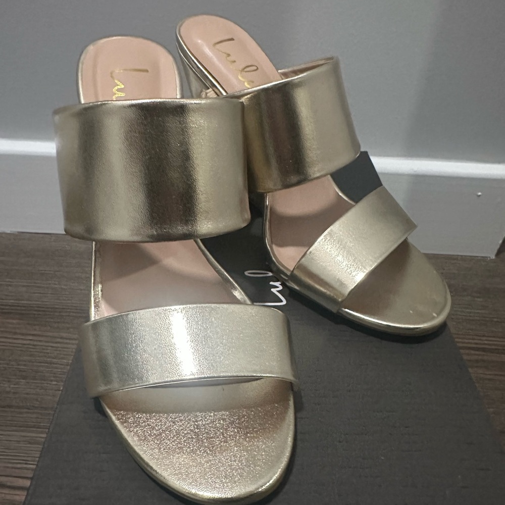 Lulu's Metallic Gold Mules